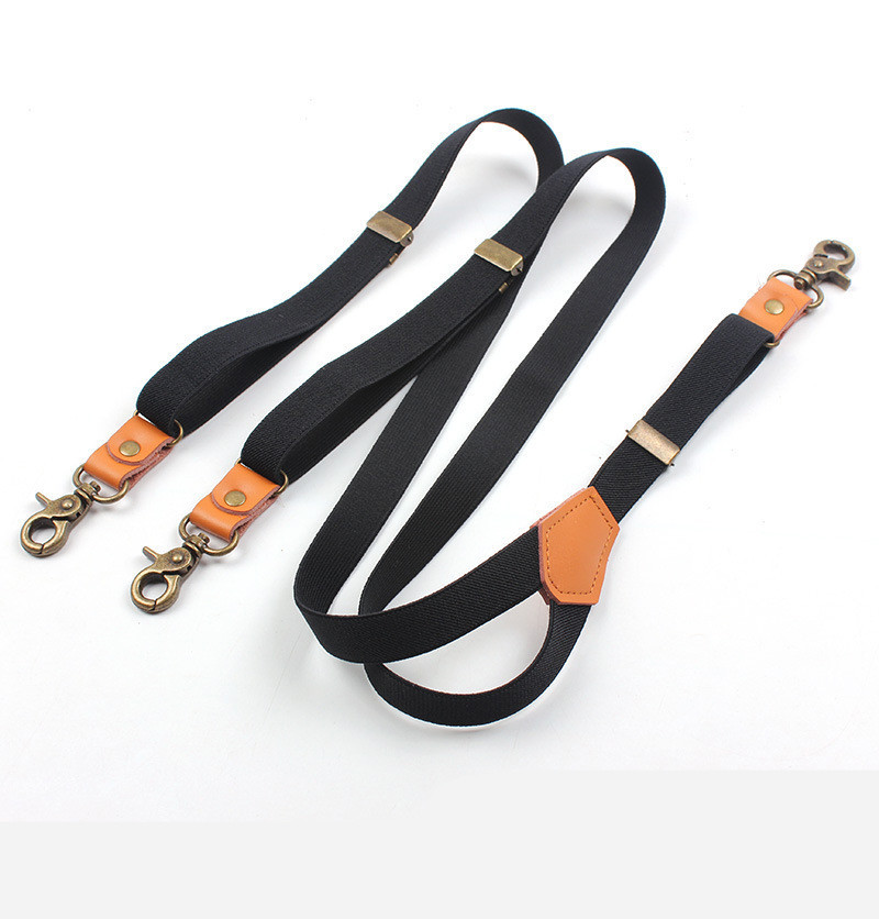 Pantalones de traje Correas de hombro Black Y Strap Clip de tres clips. Tirantes