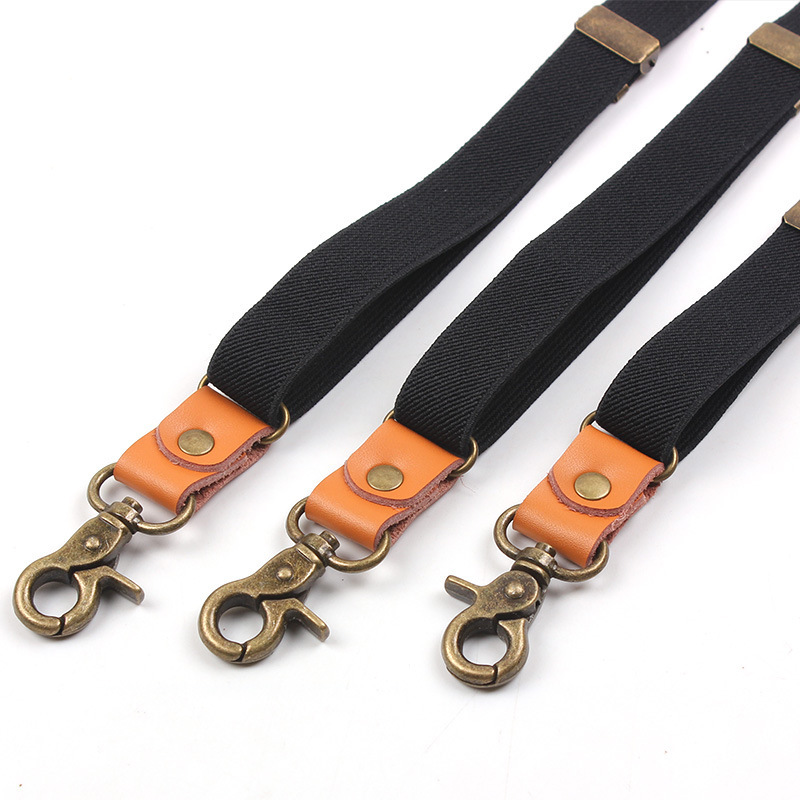 Pantalones de traje Correas de hombro Black Y Strap Clip de tres clips. Tirantes - Imagen 3