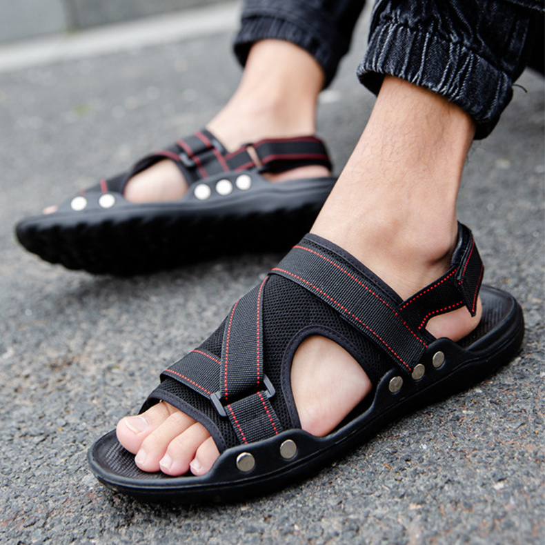 Sandalias romanas casuales zapatos de velcro de correa para hombres - Imagen 4