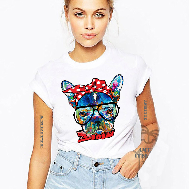 Camiseta de perro lindo y divertida Harajuku
