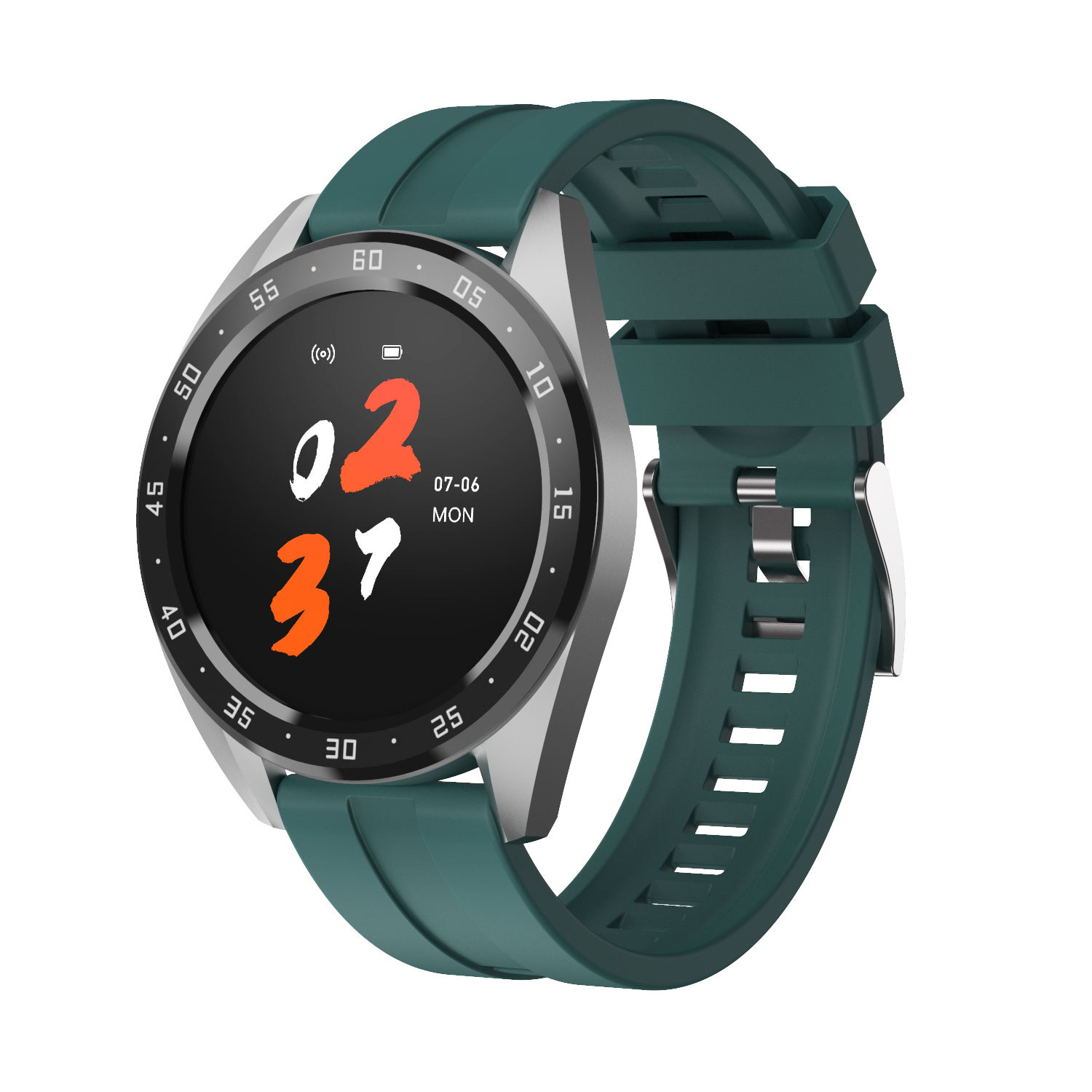 Reloj inteligente con monitoreo de frecuencia cardíaca, presión arterial y oxígeno en sangre.